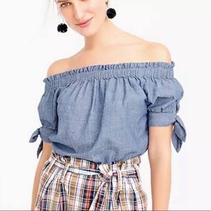 Jcrew Chambray off the shoulder top. Size 8